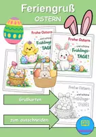 Vorschau - Mal- und Bastelvorlagen - Grußkarten Ostern / Ferien - Deckblatt