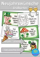 Vorschau - Mal- und Bastelvorlagen - Neujahrswünsche: Grußkarten Neujahr / Silvester - Deckblatt