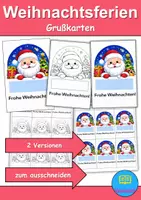 Vorschau - Mal- und Bastelvorlagen - Weihnachtsferien Grußkarten für kleine Geschenke (Weihnachtsgruß / Feriengruß) - Deckblatt