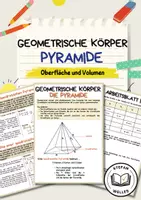 Vorschau - Arbeitsblätter - Quadratische Pyramide - Eigenschaften, Volumen und Oberfläche - Deckblatt