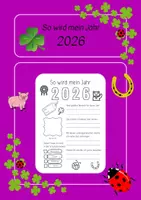 Vorschau - Arbeitsblätter - Neujahr: Gute Vorsätze und Wünsche für 2026 - Vorlage zum Ausfüllen - Deckblatt