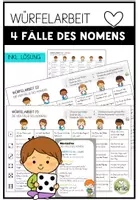 Vorschau - Arbeitsblätter - Würfelarbeit: Die 4 Fälle des Nomens – Nominativ, Genitiv, Dativ, Akkusativ (inkl. Lösung) - Deckblatt
