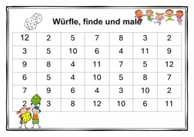 Vorschau - Arbeitsblätter - Würfelspiel - Würfle, suche und male - Deckblatt