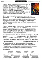 Vorschau - Arbeitsblätter - Alkalimetalle – Kalium | Lückentext | Chemie | Periodensystem - Seite 1