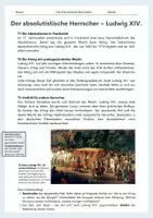 Vorschau - Arbeitsblätter - Der absolutistische Herrscher – Ludwig XIV - Seite 1