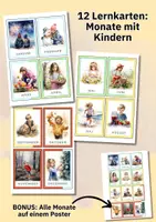 Vorschau - Bildkarten - Monate lernen mit Bildkarten – 24 Monatskarten mit Jahreszeitenfarben für Kindergarten & Grundschule - Seite 2