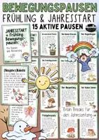 Vorschau - Spiele - Frühling & Jahresstart / 15 aktive Bewegungspausen / Neujahr Pausen - Deckblatt