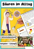 Vorschau - Arbeitsblätter - Säuren im Alltag: Eigenschaften, Beispiele, Wirkung - Deckblatt