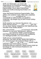 Vorschau - Arbeitsblätter - Stoffe | Lückentext | Chemie | Stoffeigenschaften | Grundlagen - Seite 1