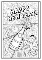 Vorschau - Mal- und Bastelvorlagen - Pop-Art Neujahr Silvester Ausmalbilder - Seite 3