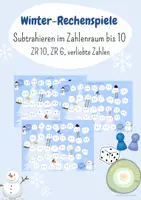 Vorschau - Spiele - Rechenspiel Zahlenraum 10 Subtraktion Winter (ZR10, ZR6 + verliebte Zahlen) - Deckblatt