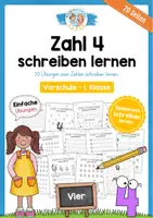 Vorschau - Arbeitsblätter - Zahl 4 schreiben lernen (20 Übungsblätter) - Deckblatt