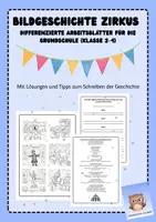 Vorschau - Arbeitsblätter - Bildgeschichte „Zirkus“ – Differenzierte Arbeitsblätter für die Grundschule (Klasse 2–4) - Deckblatt