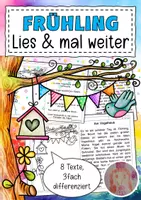 Vorschau - Arbeitsblätter - Lesen und weitermalen Frühling Ostern - Deckblatt