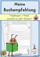 Vorschau - Arbeitsblätter - Buchempfehlung, Steckbrief Buch, Buchvorstellung, Präsentation - Deckblatt