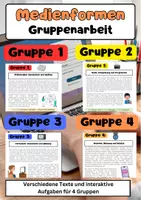 Vorschau - Arbeitsblätter - Medienformen Gruppenarbeit: Print, Radio, TV & Internet - Deckblatt