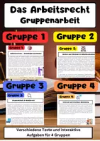 Vorschau - Arbeitsblätter - Arbeitsrecht Gruppenarbeit: Kündigung, Urlaub & Elternzeit - Deckblatt
