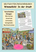 Vorschau - Stundenentwürfe - Wimmelbild "In der Stadt" - DEUTSCH FÜR ZWISCHENDURCH - kreatives Schreiben - Rechtschreibung - Deckblatt