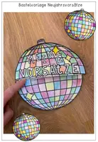 Vorschau - Arbeitsblätter - Bastelvorlage Discokugel - Neujahrsvorsätze / Neues Jahr - auch Zeitform Futur - Seite 1