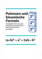 Vorschau - Arbeitsblätter - Potenzen und binomische Formeln - Deckblatt