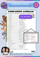 Vista previa - Hojas de trabajo - COMPARING ANIMALS – Explanation & Worksheet - Portada