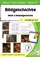Vorschau - Präsentationen/Tafelbilder - Bildgeschichte schreiben – Bilder & Mustergeschichte für Klasse 3–5 - Deckblatt