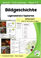 Vorschau - Arbeitsblätter - Bildgeschichte schreiben – Aushänge, Legematerial & Tippkarten für Klasse 3–5 - Deckblatt