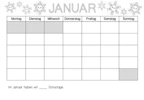 Vorschau - Arbeitsblätter - Lernspaziergang: Kalenderblatt Januar erforschen - Seite 1