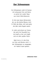 Vorschau - Arbeitsblätter - Der Schneemann - Gedicht für Klasse 2 - Seite 1