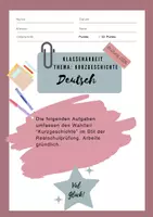 Vorschau - Klassenarbeiten - Klassenarbeit Kurzgeschichteanalyse “Fünfzehn” im Stil der Abschlussprüfung - Seite 1