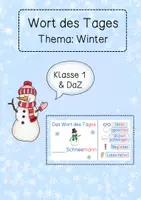 Vorschau - Präsentationen/Tafelbilder - Wort des Tages Tafelbilder zum Thema Winter: DaZ / 1. Klasse - Deckblatt