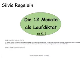 Vorschau - Text - Die 12 Monate als Laufdiktat, ab Kl. 2 - Deckblatt