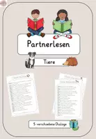 Vorschau - Arbeitsblätter - Partnerlesen - Tiere (5 Dialoge) - Tandemlesen - Deckblatt