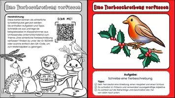 Vorschau - Bildkarten - Tierbeschreibung - 7 Tiere - Karten mit Schreibimpulsen - Seite 1