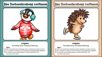 Vorschau - Bildkarten - Tierbeschreibung - 7 Tiere - Karten mit Schreibimpulsen - Seite 3
