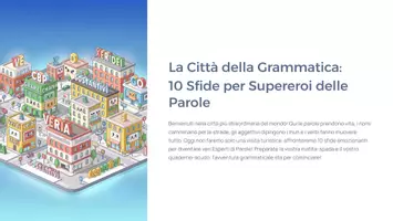 anteprima - Esercizi - Grammatica a Fumetti: Viaggio nella Città delle Parole (Nomi, Verbi, Aggettivi, Articoli) Presentazione Interattiva con 10 Giochi e Soluzioni (Scuola Primaria) - Pagina 1