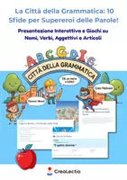 anteprima - Esercizi - Grammatica a Fumetti: Viaggio nella Città delle Parole (Nomi, Verbi, Aggettivi, Articoli) Presentazione Interattiva con 10 Giochi e Soluzioni (Scuola Primaria) - Pagina di copertina