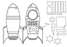 Vorschau - Arbeitsblätter - Happy New Year 2026 - Rocket with Sketchnotes (UPDATE!) - Seite 3