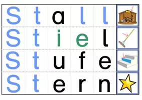 Vorschau - Arbeitsblätter - Wickelwörter - Erste Wörter lesen - Buchstabenverbindung ST - Seite 3