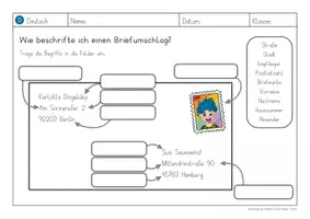Vorschau - Arbeitsblätter - Arbeitsblatt Briefumschlag beschriften - Seite 1