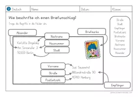 Vorschau - Arbeitsblätter - Arbeitsblatt Briefumschlag beschriften - Seite 2