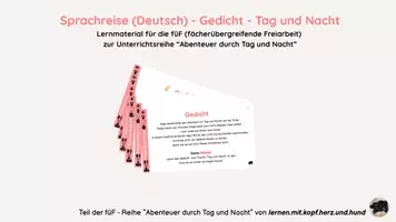 Vorschau - Fördermaterial/Inklusion - Mission Sprachreise: (Deutsch) Gedicht - Tag und Nacht - Deckblatt