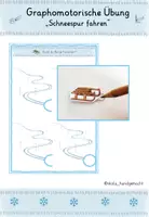 Vorschau - Arbeitsblätter - Graphomotorische Übung Schwungübung Winter Schnee Schlitten - Deckblatt
