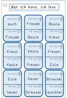 Vorschau - Stationenlernen - EU hören & lesen: Lesespiel zur Buchstabenverbindung | 1. Klasse - Seite 2