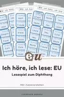 Vorschau - Stationenlernen - EU hören & lesen: Lesespiel zur Buchstabenverbindung | 1. Klasse - Deckblatt