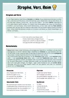 Vorschau - Merkblätter - Grundbegriffe der Lyrik: Reimschema, Metrum, Stilmittel - Deckblatt