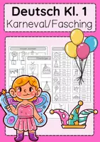 Vorschau - Arbeitsblätter - Materialpaket Karneval & Fasching Kunst, Deutsch, Spiele Kl. 1 & 2 differenziert - Seite 1