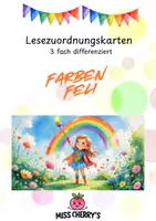 Vorschau - Stationenlernen - Lesezuordnung - FarbenFeli 3fach differenziert 1/2. Klasse - Deckblatt