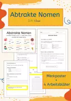 Vorschau - Arbeitsblätter - Abstrakte Nomen - Merkplakat und Aufgabenblätter - Deckblatt