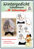 Vorschau - Mal- und Bastelvorlagen - Wintergedicht - 3D Schneekugel - Der Schneemann im Winterwald - Deckblatt